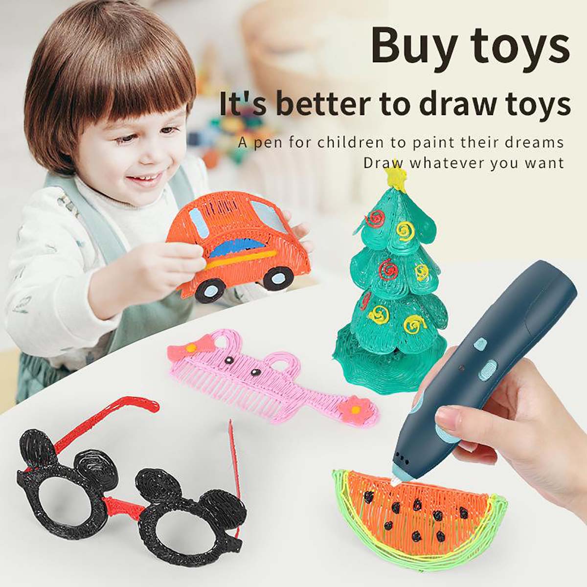 3D Graffiti DIY Printing Doodle Low Temperature Pen for Kids