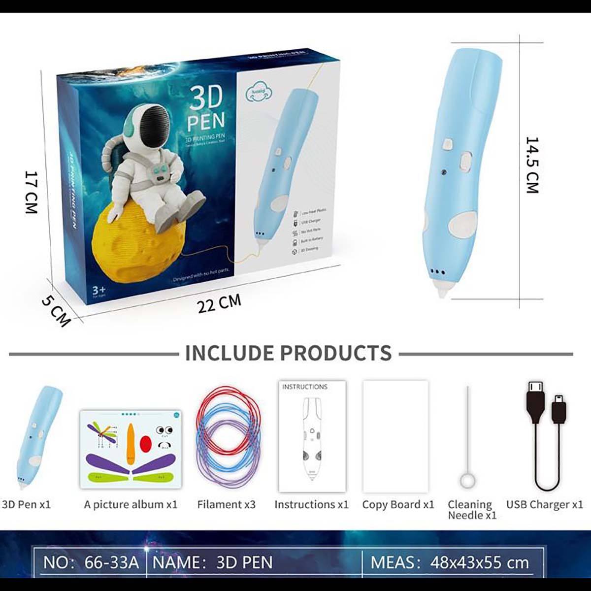 3D Graffiti DIY Printing Doodle Low Temperature Pen for Kids