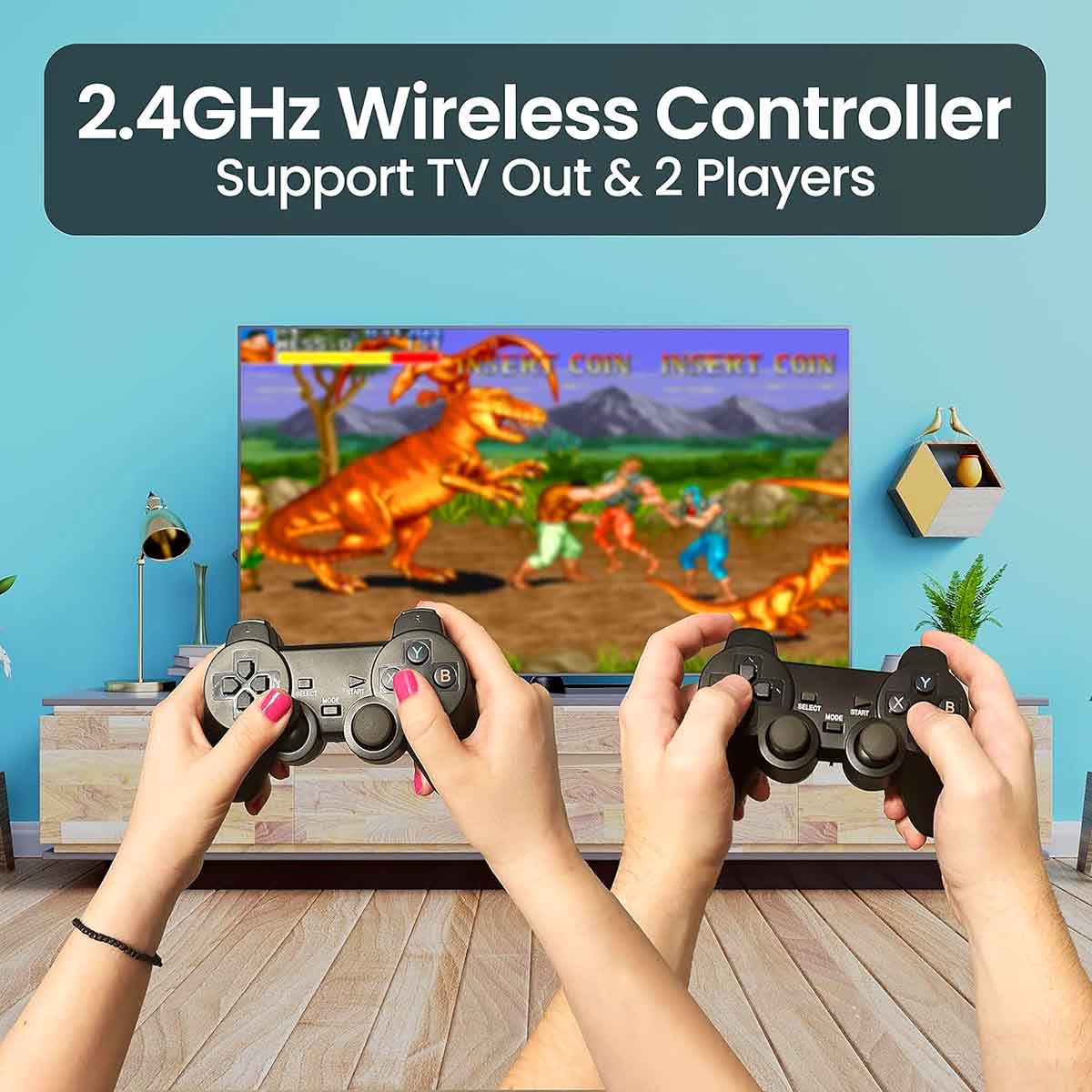 Wireless Retro Game Console with 2 wireless Controller