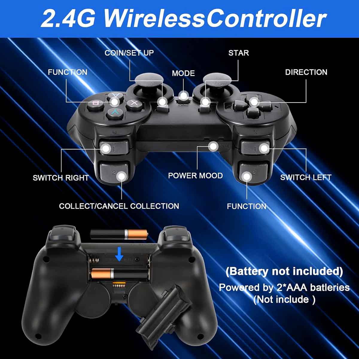 Wireless Retro Game Console with 2 wireless Controller